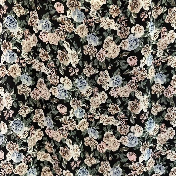 Lush Womens MIDI Dress W/ Puff Sleeve In Black Multi Floral- Size Large - Picture 5 of 14